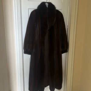 Full length fur center mahogany mink coat